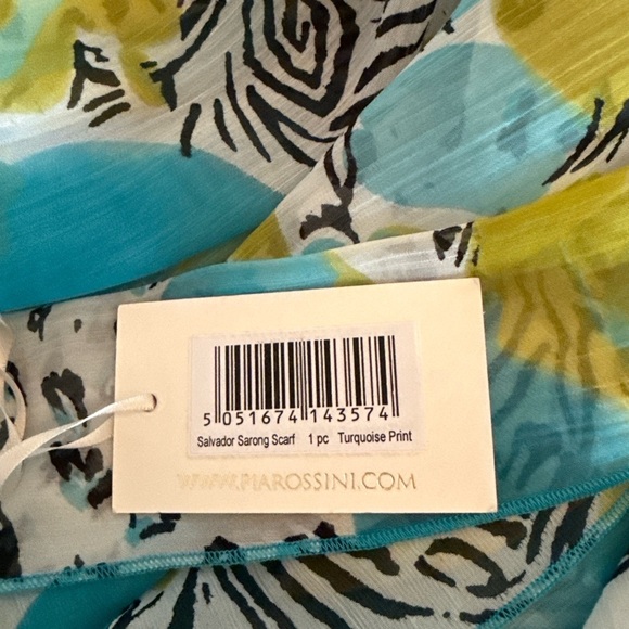Pia Rossini Salvador Sarong Scarf Turquoise Print One Size NWT - Picture 4 of 4